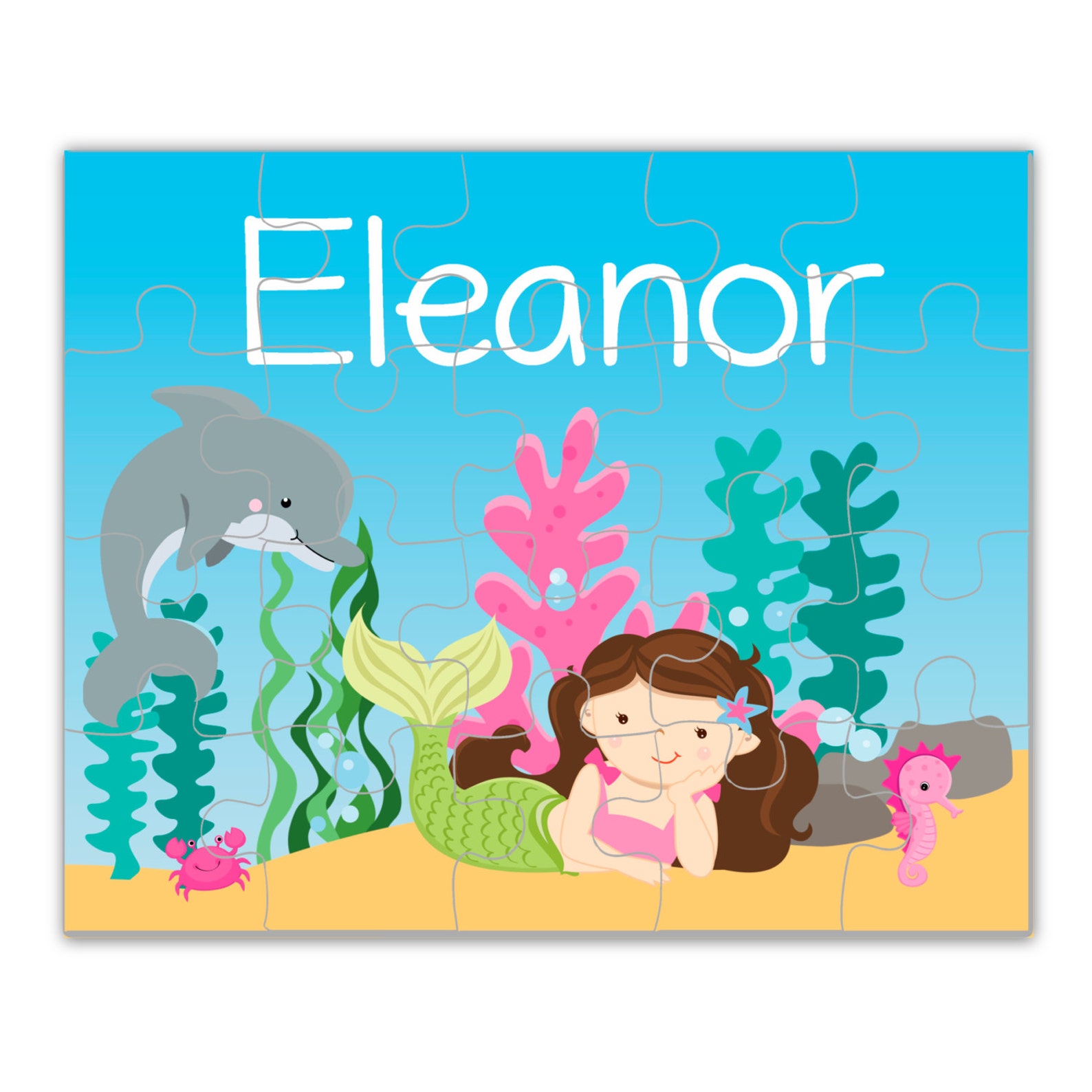 Mermaid Puzzle Ocean Mermaid Puzzle Dolphin Seahorse Sea - Etsy