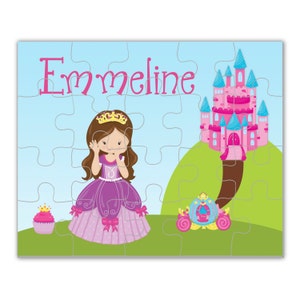 Personalized Princess Puzzle - Pink Castle Puzzle, Beautiful Purple Girl Princess Puzzle, You Pick Girl - Kids Name Gift