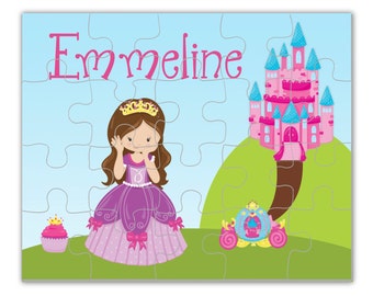 Personalized Princess Puzzle - Pink Castle Puzzle, Beautiful Purple Girl Princess Puzzle, You Pick Girl - Kids Name Gift