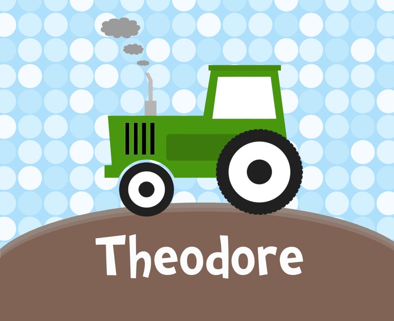 You Pick Tractor Farmers Green Tractor Toddler Puzzle Kids Name Gift Tractor Personalized Puzzle Blue Dots Farm Personalized Puzzle