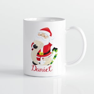 Christmas Santa Mug - Santa Dinnerware Cup, Santa Claus Kids Personalized Mug, You Pick Santa, Plastic Metal Ceramic Mug - Childs Name Gift
