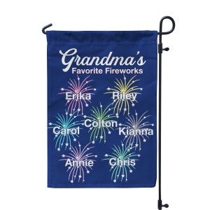 Grandma Garden Flag - Nana Fireworks Grandkids Yard Sign, Mom MawMaw Banner Name Personalized July 4th Garden Decor Flag - Mothers Day Gift