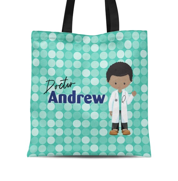 Doctor Tote Bag Turquoise Polka Dots Medical Doc Tote Sack Hospital Hero Doctor Personalized Tote Bag You Pick Boy Kids Name Gift Bag Etsy Canada