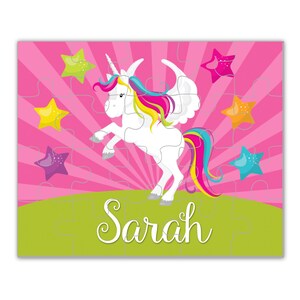 Unicorn Personalized Puzzle - Pink Unicorn Puzzle, Girls Magical Rainbow Unicorn Puzzle, You Pick Unicorn - Kids Name Gift