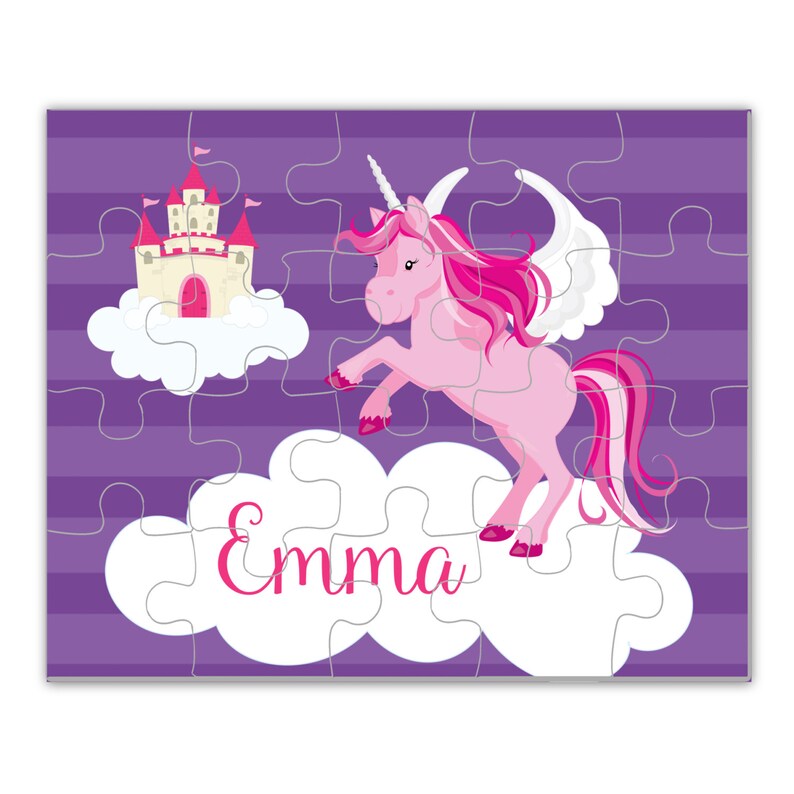 Pink Magical Unicorn Puzzle Kids Name Gift Fairytale Cloud Castle Purple Unicorn Personalized Puzzle Unicorn Puzzle You Pick Unicorn