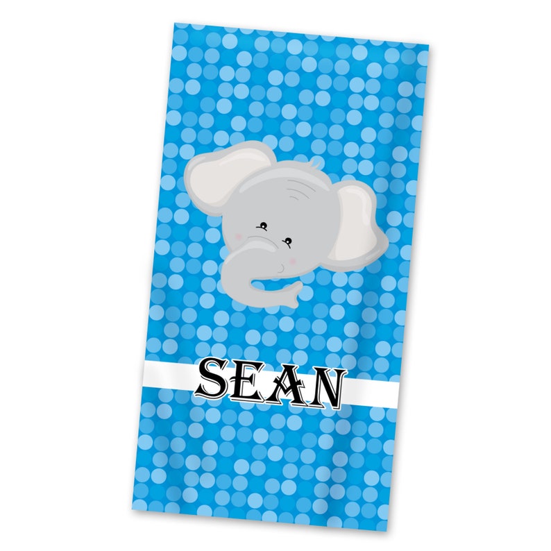 Zoo Elephant Safari Personalized Towel Kids Safari Beach Towel Childs Name Gift Blue Dot Animal Lightweight Pool Towel You Pick Animal