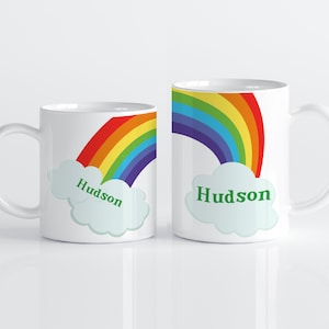 Personalized Rainbow Mug - Kids Rainbow Drinkware Cup, ROYGBIV End of the Rainbow Mug, You Pick Plastic Metal or Ceramic - Childs Name Gift