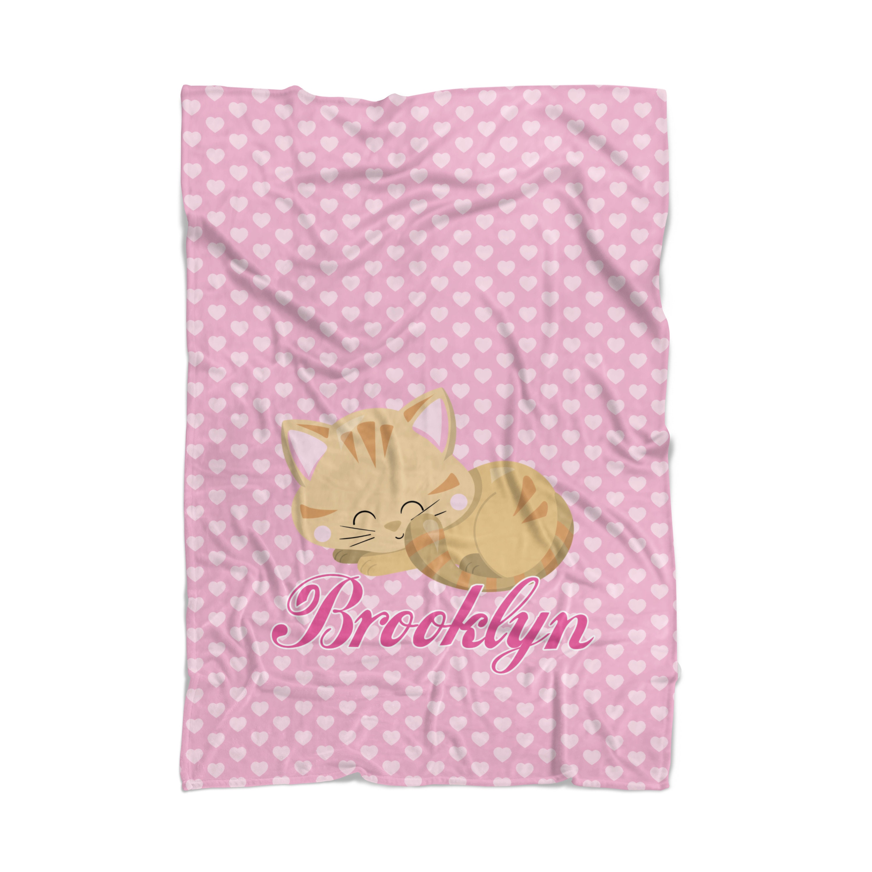 Kids Cat Blanket Pink Hearts Kitten Soft Throw Decoration Etsy