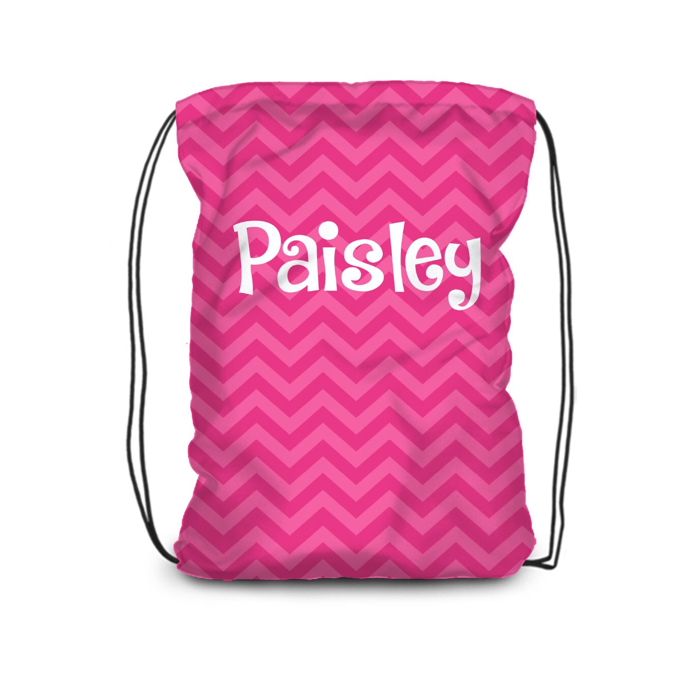 Kids Pink Drawstring Backpack Hot Pink Chevron Girls Etsy