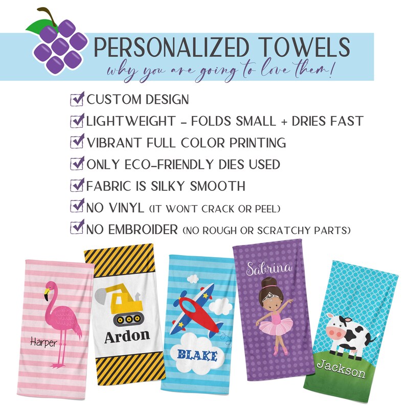 personalized towels for girls and boys