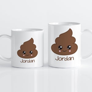 Poop Emoji Mug - Poop Emoji Drinkware Cup, Kids Emoji Face Personalized Mug, You Pick Emoji, Plastic Metal Ceramic Mug - Kids Name Gift