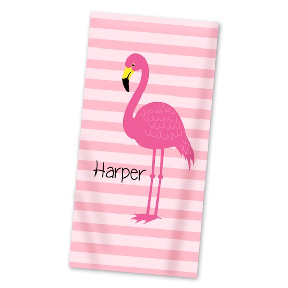 Flamant Rose Personnalisé Serviette De Plage Serviette Rayure Rose Flamant Rose Léger Piscine Serviette Oiseau Tropical Bain Chaud De Flamant Rose