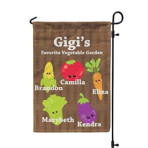Personalized Grandma Garden Flag - Gigi Vegetable Grandkids Yard Sign, Mom MawMaw Nana Banner Name Garden Decor Flag - Mothers Day Gift
