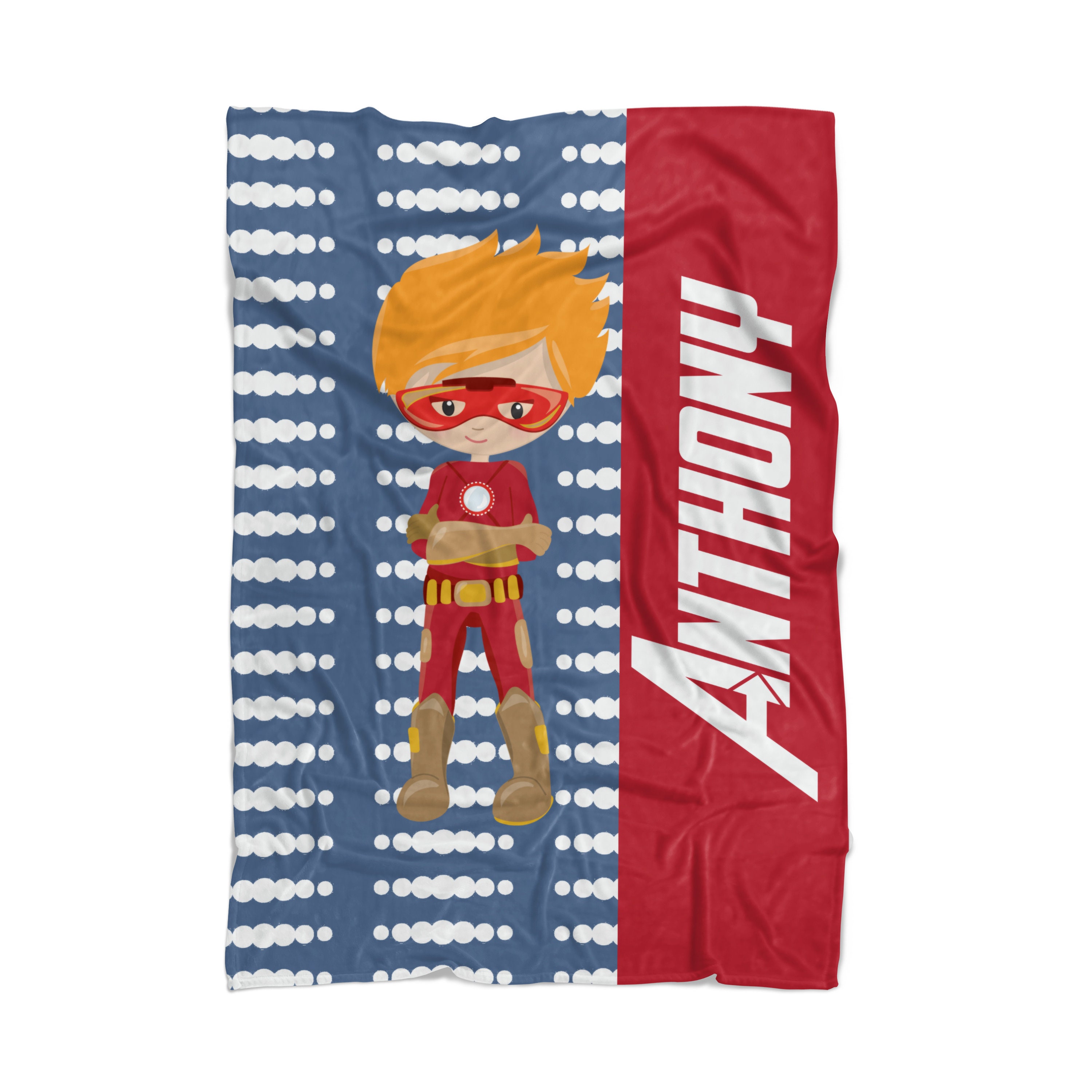 Superhero Kids Blanket Blue Dots Superhero Soft Throw Etsy UK