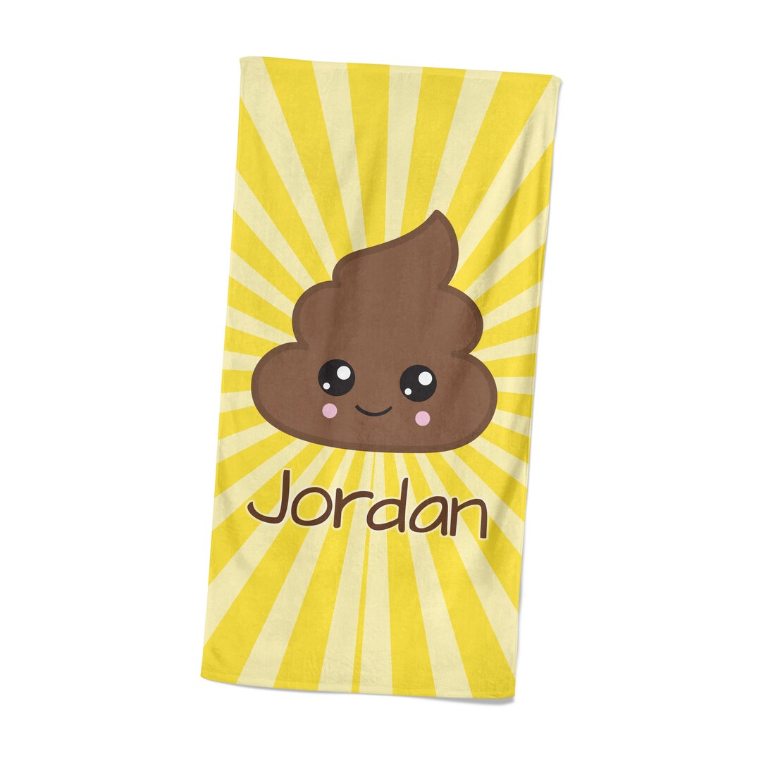 Kids Emoji Beach Towel Yellow Stripes Poop Face Lightweight Pool Towel