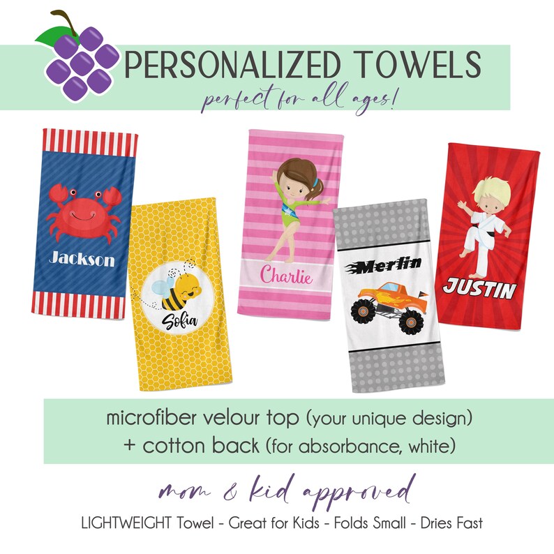 a group of towels with different designs on them