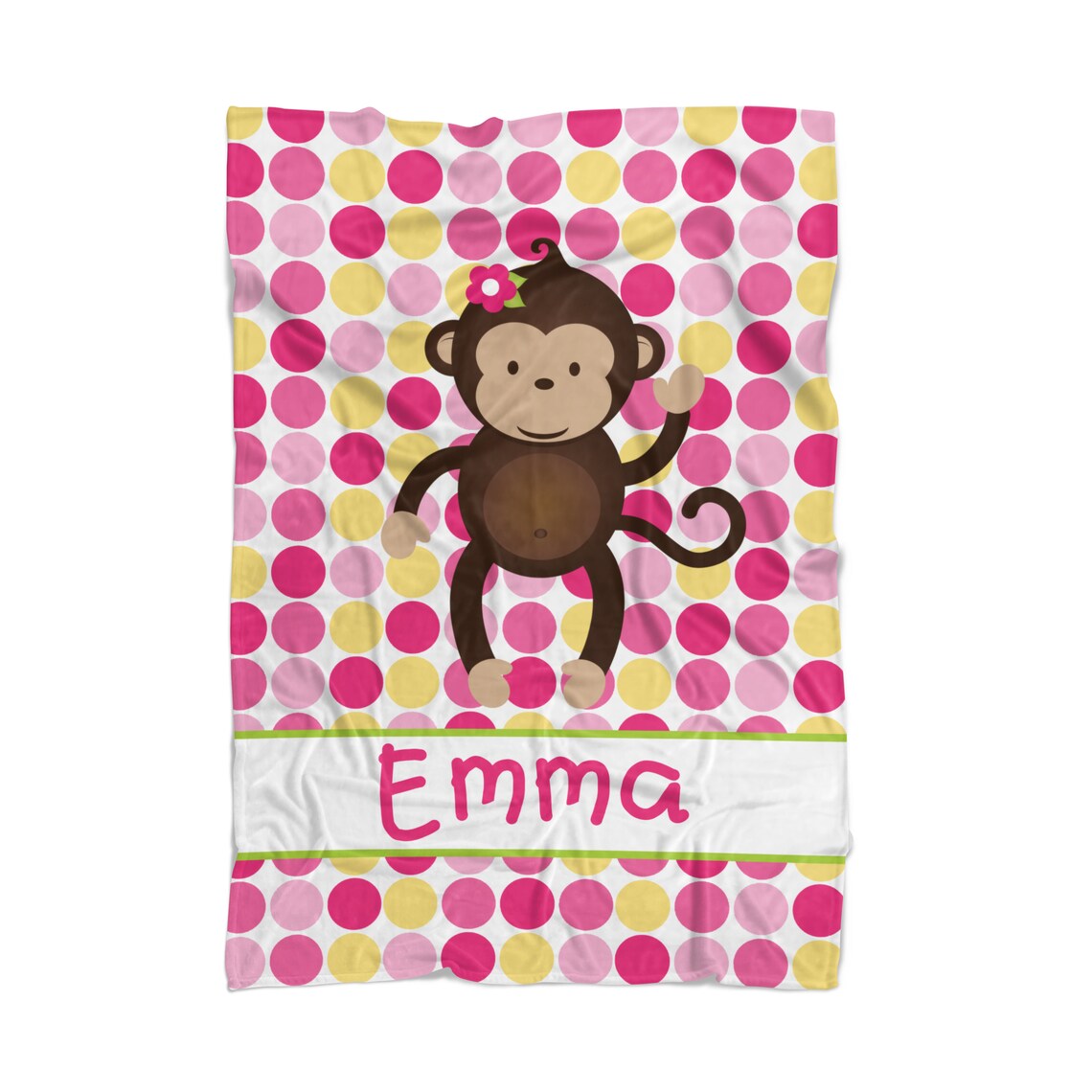 Monkey Baby Blanket Pink Polka Dots Mod Monkey Soft Throw Etsy France