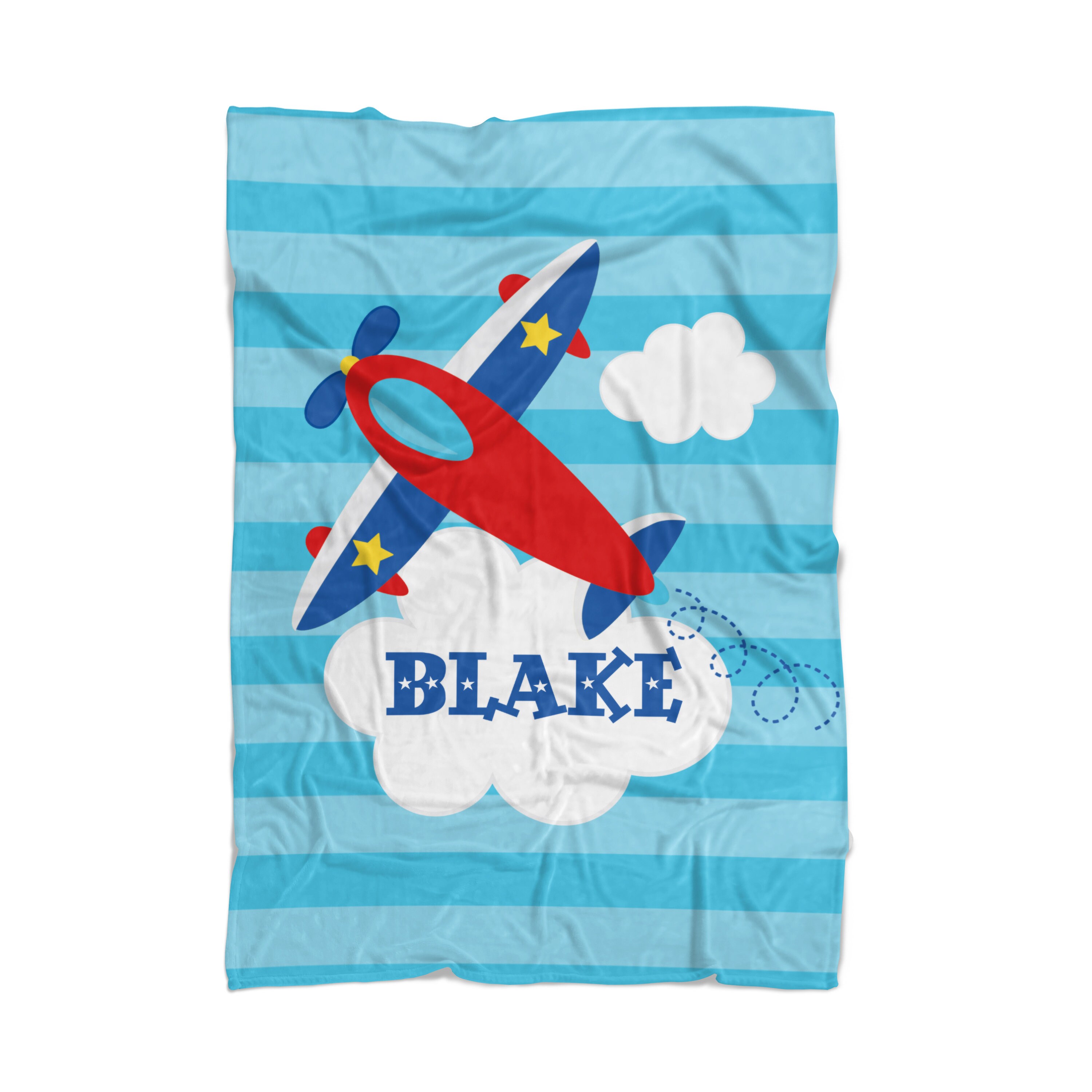 Personalized Airplane Blanket Blue Stripes Plane Soft Throw Etsy UK