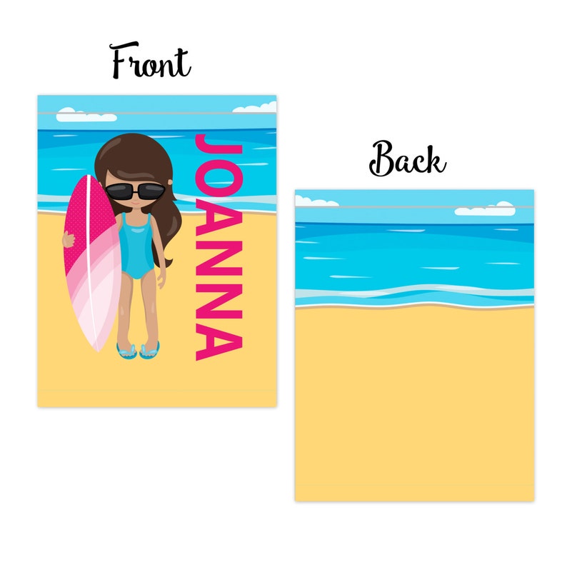 You Pick Girl Surf Personalized Drawstring Backpack Ocean Beach Swim Cinch Sack Beach Sea Shore Pink Surfer Bag Kids Name Gift