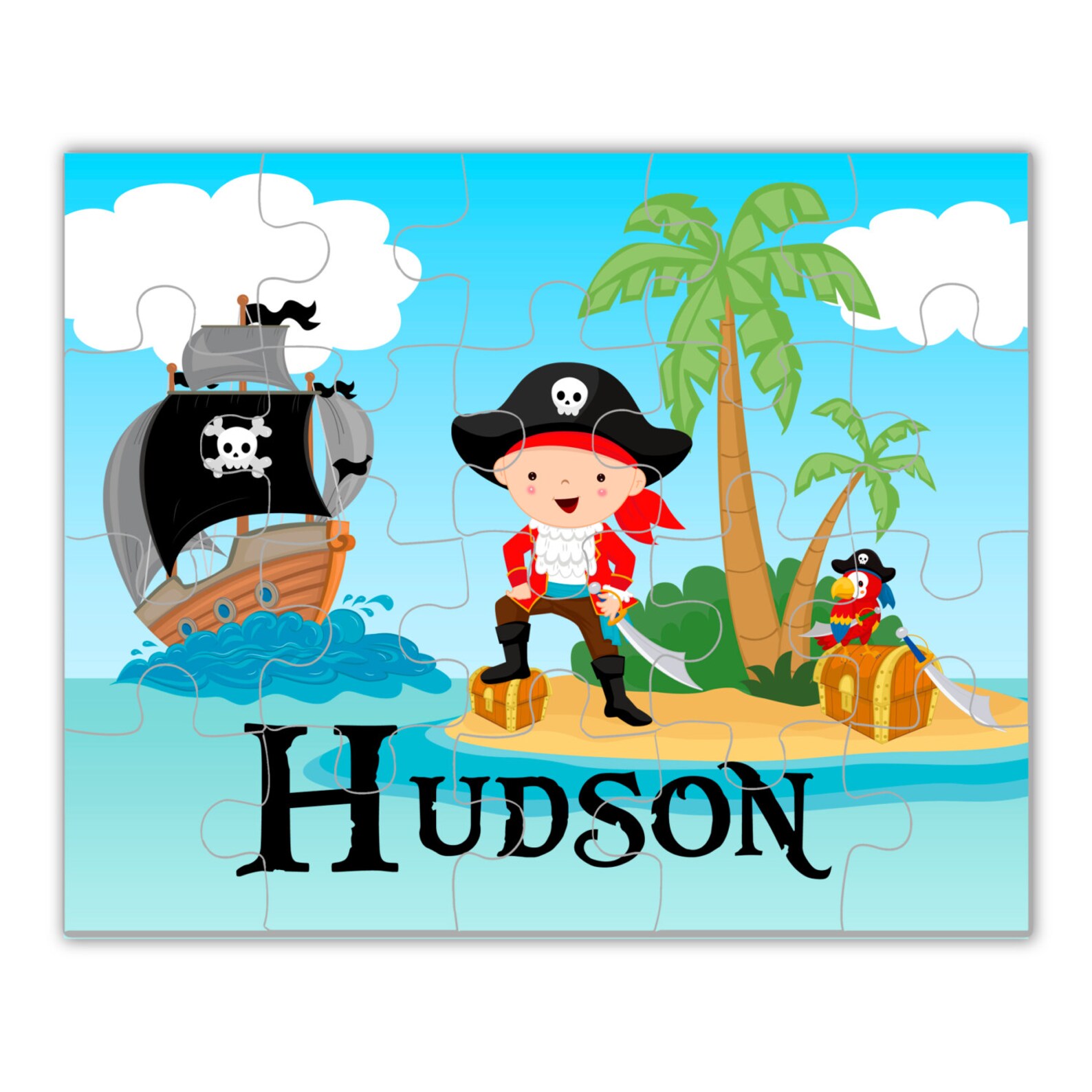 Personalized Pirate Puzzle Boy Pirate Puzzle Kids Blue Etsy