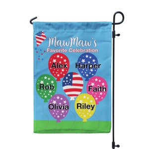 Balloon Grandma Garden Flag - Patriotic Grandkids Yard Sign, Mom Nana MawMaw Banner Name Personalized Garden Decor Flag - Mothers Day Gift