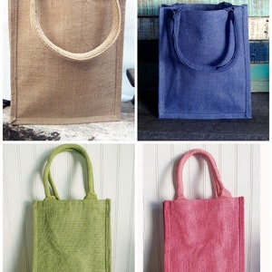 Small 9w X 11h X 4d Jute / Burlap Tote Bags Soft Cotton Handles ...