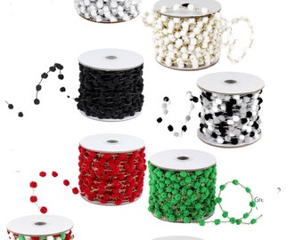 25 Yards Fuzzy Pom Pom Wired Tinsel Trim Ribbon - Choose Colors * free shipping *