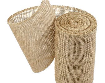 6" Inch Burlap Jute serged Ribbon (10 Yards) - Choose Colors * free shipping *