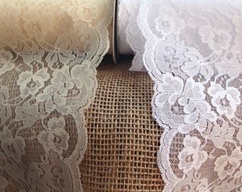 6" wide x 10 yards Floral Pattern Lace Chantilly trim for bridal, baby, Table Runner Ribbon - Choose Colors * free shipping *