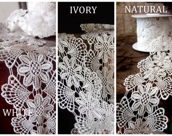 Embroidery Peacock 3" Bridal Floral Lace Venice Trim 5 Yards Choose Colors * free shipping *
