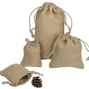 Natural Burlap Jute Gift Bags with Drawstrings, 12-Pack - Choose color/Size * free shipping *