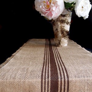 12.5" X 108" Burlap Jute Table Runner With Stripes - Choose Color ...