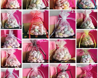 Tulle with Swiss Polka Dots Sheer Organza Favor Drawstring Bags - 12 PCS - Sizes and colors * free shipping *