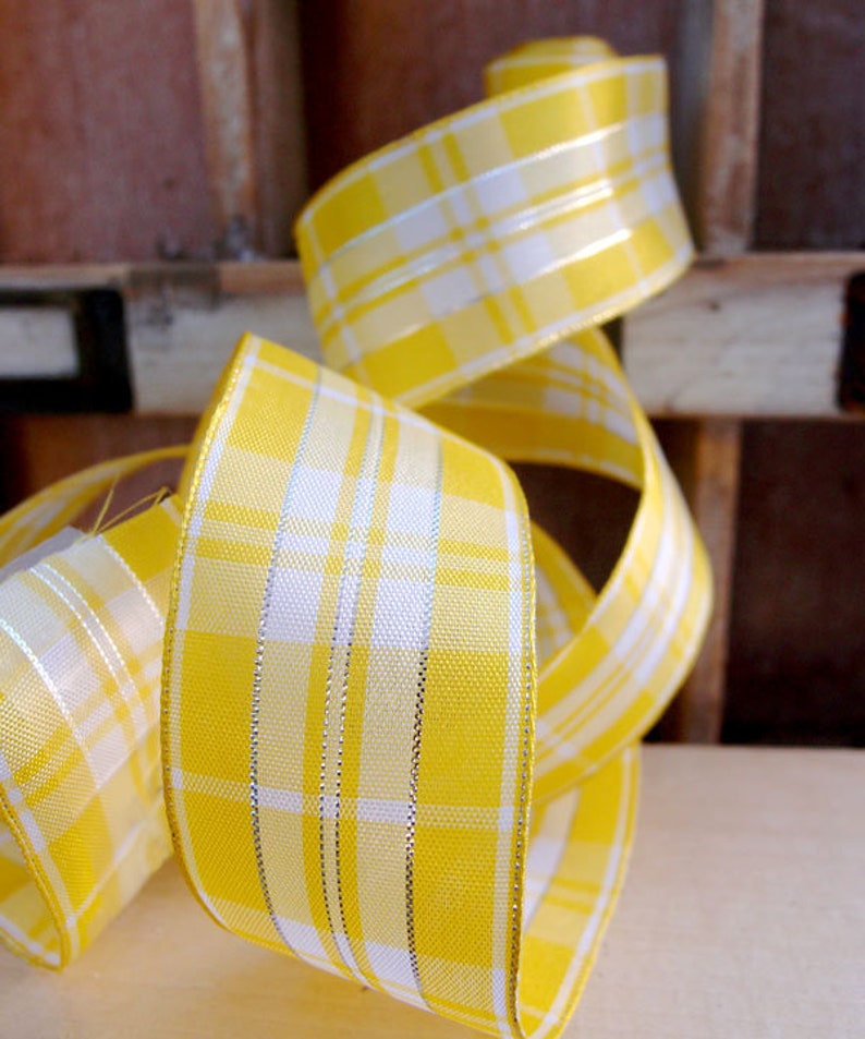 thumbnail image 2 of Ships Free Over 35 In US - Plaid Check Wired Edge Ribbon, 10 Yards 2 of 11