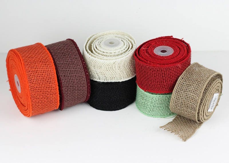 2.5 Natural Burlap Ribbon - 25 Yards - Wired Edge - Jute Burlap Fabric 2.5  Inch