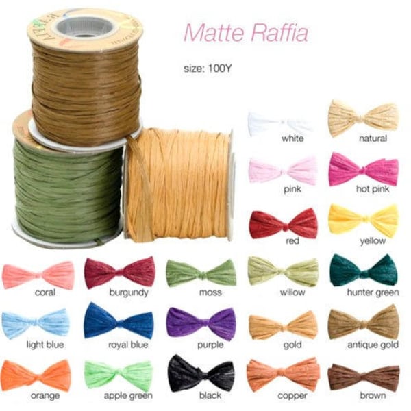 100 yards Matte Raffia Gift Packaging Ribbon, 1/4" - Choose Colors * free shipping *