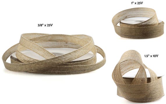 Natural Jute Ribbon with Serged Edge, 1 x 25 yards (75 feet