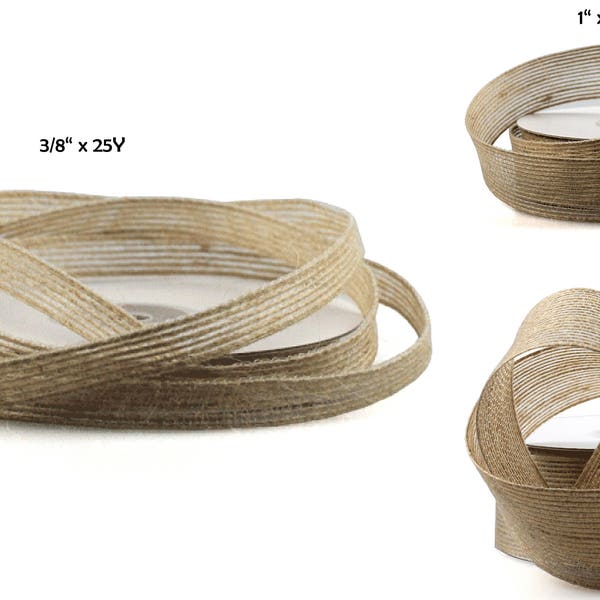 Natural Hessian Jute Woven Ribbon with Serged Edge, Choose Size/Yards, 3/8", 1", 1.5", 25 yards, 10 yards * free shipping *