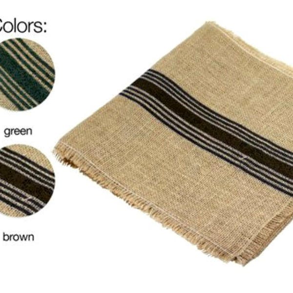 12.5" X 108" Burlap Jute Table Runner with Stripes - Choose Color * free shipping *