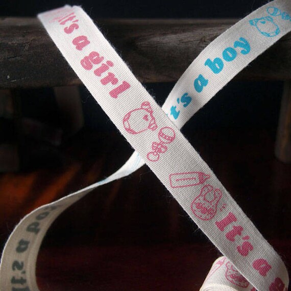 10Yards/Roll It is a Boy Girl Printed Ribbon Pink Blue Baby Shower