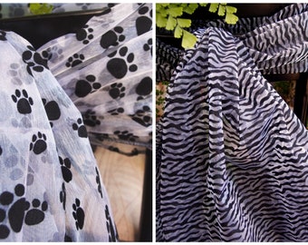 Vibrant Print draping runners Organza Sheet, 28" x 216" Zebra or Paw * free shipping *