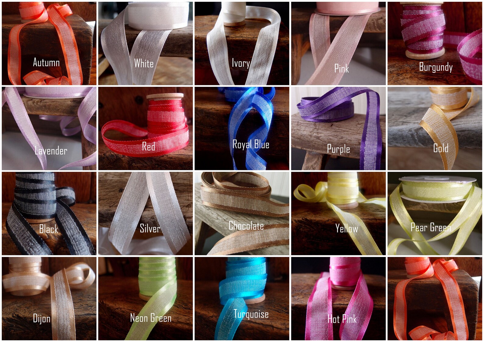 25 Yards Faux Linen Ribbon With Satin Edge - Select From 3 Sizes and ...