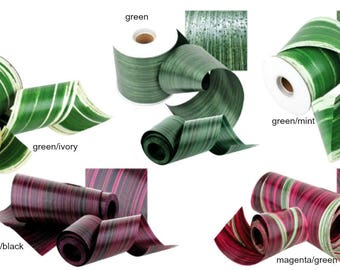 50 Yards 4" Variegated Aspidistra Ti Leaf Floral leaf cover, floral, DIY, flower arrangements, centerpiece Ribbon-Color * free shipping *