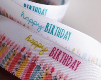 Happy Birthday Candles Gift Wrap & Craft grosgrain Ribbon 1.5” 10 yards * free shipping *