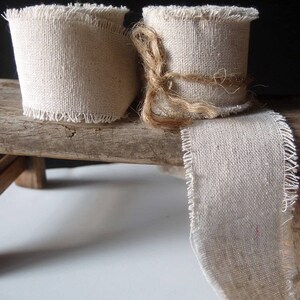 Premium Linen Ribbon with Fringed Edge, 5-yards - Choose Size 1" 2" 4" * free shipping * image 3