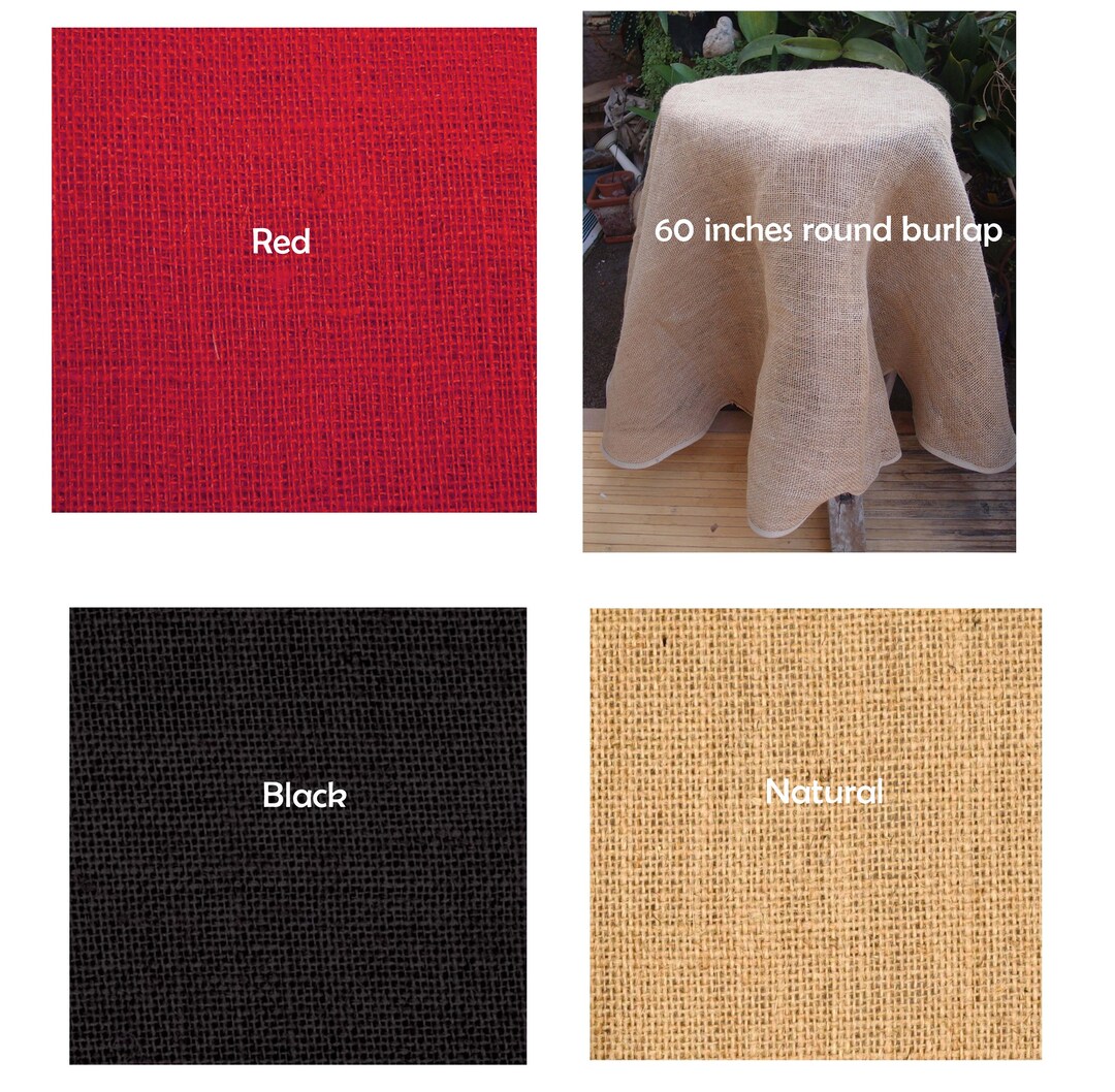 Round Jute Burlap Table Cover Overlay Finished Edges - 60 Inches - Choose Colors * Free Shipping ...