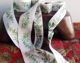 Green leaves Printed Double Side grosgrain Ribbon 10 Yards * free shipping *