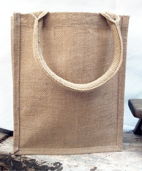 Small Jute Burlap Tote Bag – 9x11x4 Inches With Soft Handles & Laminated Inside