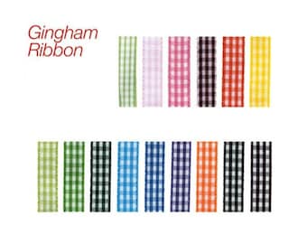 Vibrant Gingham Checkered Christmas Ribbon 25 yards - Choose colors and size 1/4 inches or 3/8 inches * free shipping *