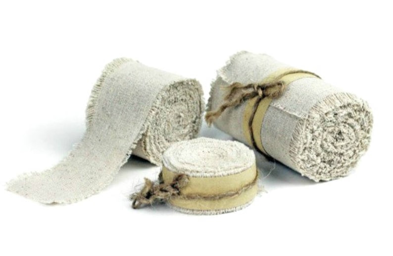 Premium Linen Ribbon with Fringed Edge, 5-yards - Choose Size 1" 2" 4" * free shipping * image 1